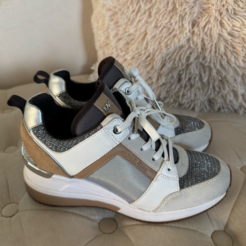 Michael Kors Tan and Silver Trainers